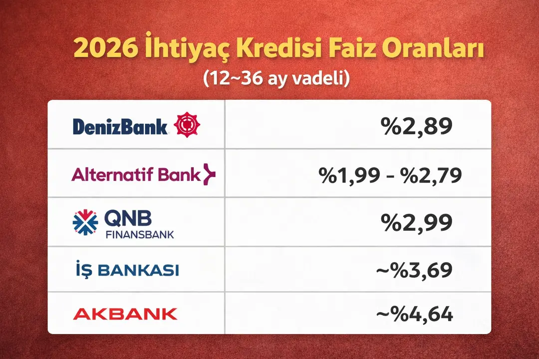 2026 Güncel İhtiyaç Kredisi Faiz Oranları (Bankalara Göre)