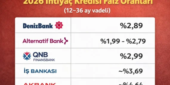 2026 Güncel İhtiyaç Kredisi Faiz Oranları (Bankalara Göre)